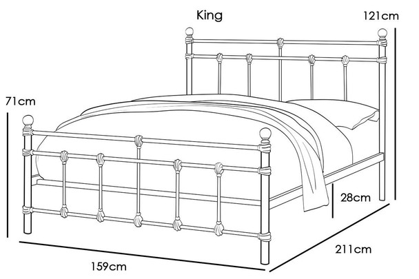  Trentham Vintage Victorian White Metal Bed Frame - Double / King Size 