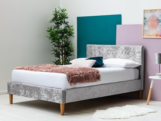  Wootton Scandinavian Crushed Silver Fabric Bed 
