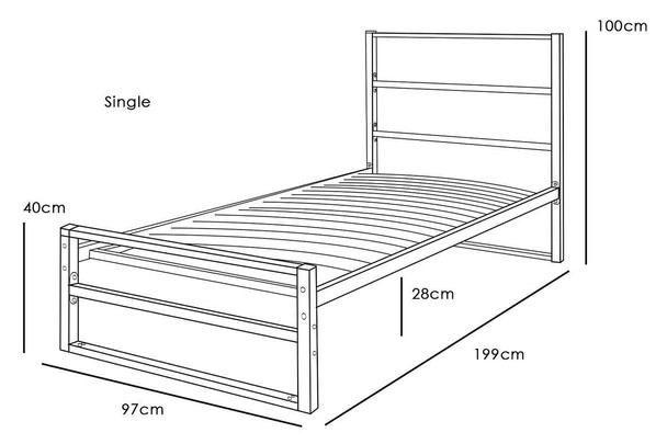  Hartfield White / Black Metal Bed Frame - Single / Small Double / Double / Guest Bed/ King Size 