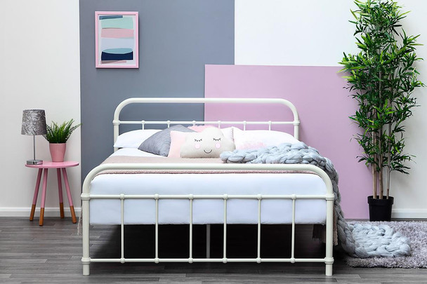  Henley Victorian Hospital Style Black/White Metal Bed Frame - Single / Small Double / Double / King Size 
