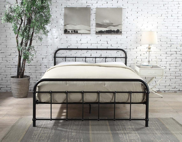 Henley Victorian Hospital Style Black/White Metal Bed Frame - Single / Small Double / Double / King Size