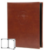 Bonded Leather Four View Menu Cover in brown with a blind debossed logo