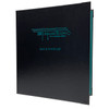 Delano Three Ring Binder in black with summit linen teal interior. Delano Three Ring Binder in black with summit linen teal interior.