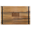 Wood Menu Board with Bands in landscape view, with laser engraved logo and alder antique distressed finish.