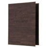 Cork Look Elastic Menu Cover 8.5 x 11 in Cocoa with burnished logo,