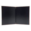Interior view of Cork Look Elastic Menu Cover with Eyelets 8.5x11 in with Delano Black interiors and black elastic.