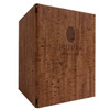 Side view of Cork Look Elastic Menu Cover with Eyelets 8.5x11 in Vintage with a burnished logo.