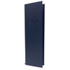 Summit Linen Elastic Menu Cover 4.25 x 14 in Navy with blind debossed artwork.
