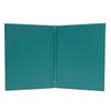 Interior of Summit Linen Elastic Menu Cover 8.5x11 in Teal with matte orange foil stamp with eyelets and elastic barb.