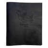 Genuine Leather Slab Screw Post Menu Cover 8.5x11 in black leather.