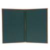 Interior of Preston Faux Leather Elastic Menu Cover with elastic loop has Summit Linen Green interior panels.