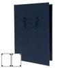 Prima Two View Menu Cover 5.5 x 8.5 in navy with burnished logo.