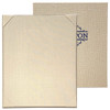 Front and back of Preston One View Menu Board 8.5x11 in Oatmeal with matte dark blue foil stamp.
