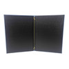Interior of Ostrich Elastic Menu Cover with optional eyelets and elastic barb.