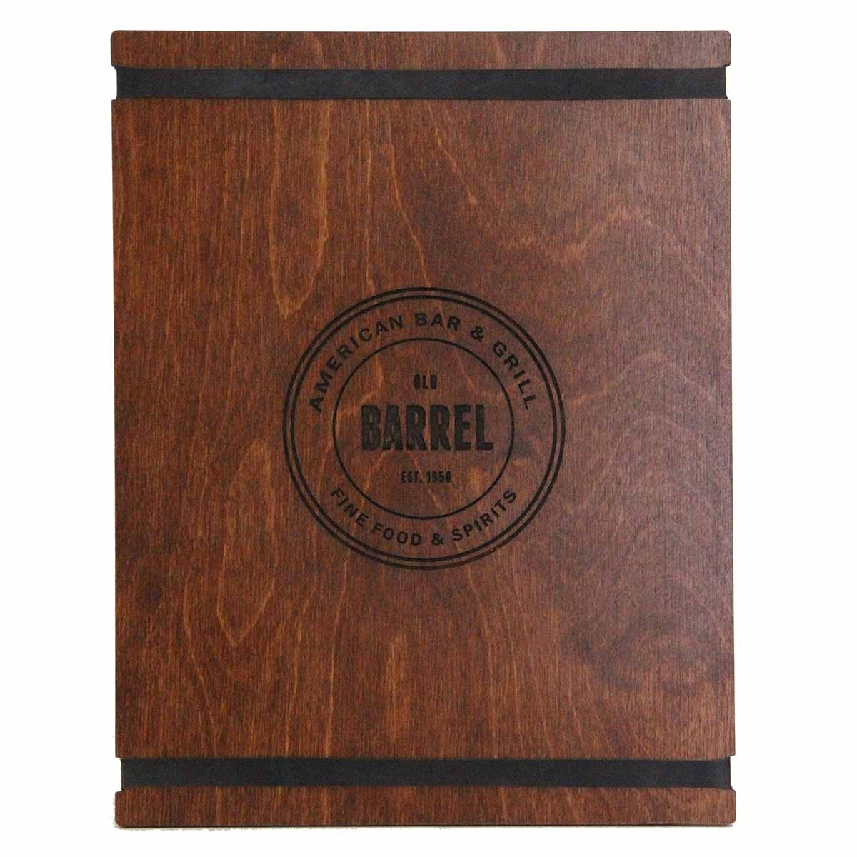 Baltic Birch Wood Menu Board with Bands 8.5 x 11