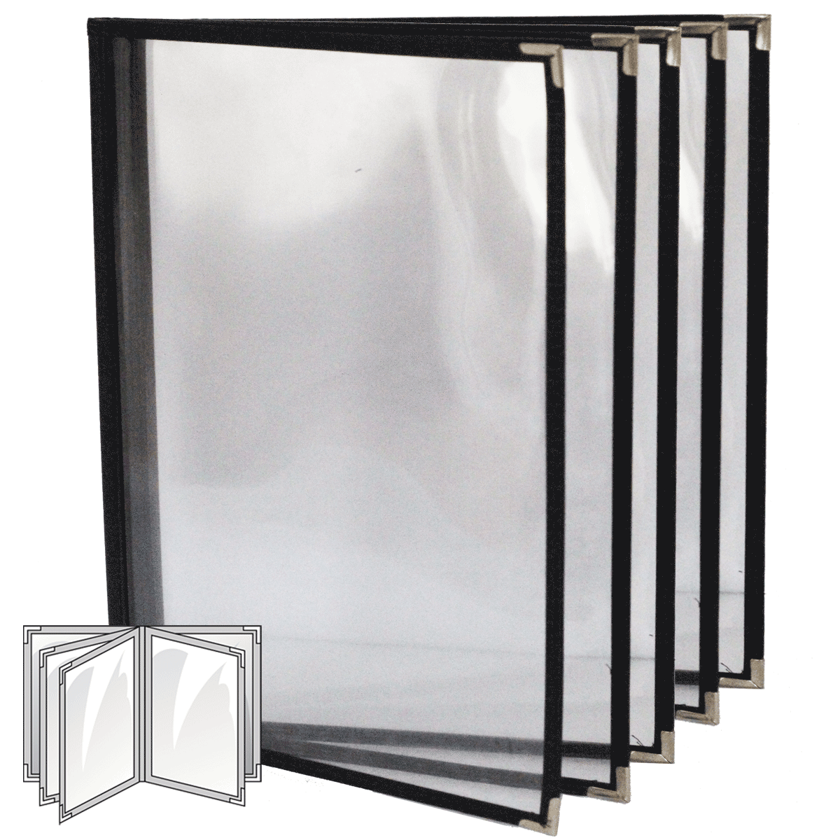 Sewn Menu Cover Five Panel Booklet Ten View Leatherette 8.5