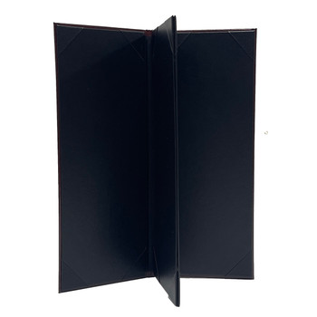 Interior of Bonded Leather Two View Menu Cover has a delano black interior and diploma corners.