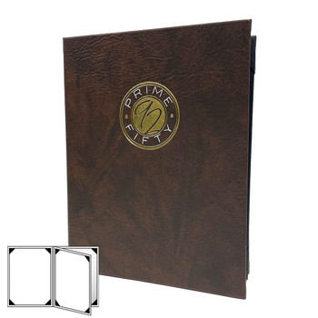 La Costa Four View Menu Cover 8.5x11 in Walnut with two color foil stamp.