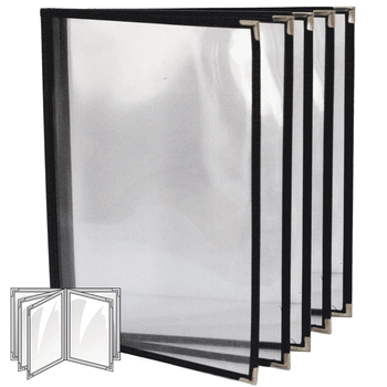 Sewn Menu Cover Five Panel Booklet Ten View Leatherette