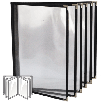 Sewn Menu Cover Four Panel Booklet Eight View Leatherette 4.25