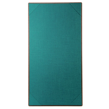 Premium Hardboard One View Menu Board 5.5 x 11 with teal linen interior panel.