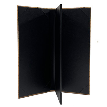 Interior of Cork Look Four View Menu Cover 4.25x11