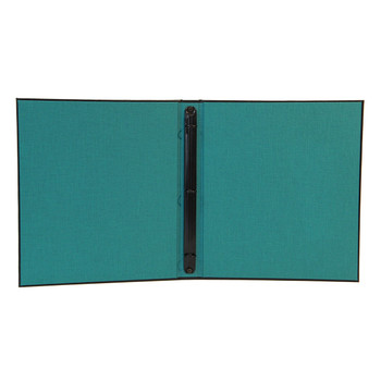 Interior view of Delano Three Ring Binder with linen turquoise interior and 1/2" black mechanism