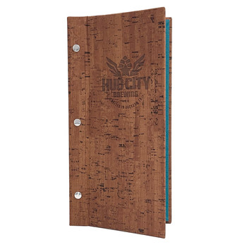 Cork Look Chicago Menu Board in Vintage with burnished logo and aluminum screws.