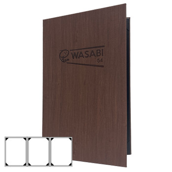 Wood Look Three View Menu Cover 8.5 x 14