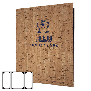 Cork Look Three View Gatefold Menu Cover