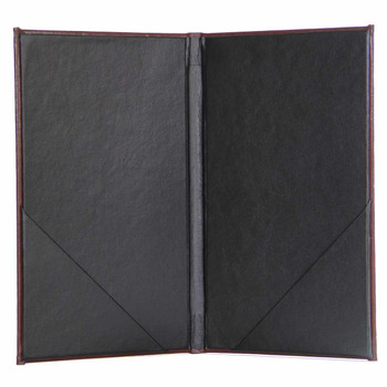 Bonded Leather Two View Guest Check Presenter interior with two diagonal pockets.