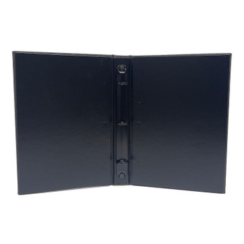 Interior of Wood Look Three Ring Binder 5.5 x 8.5 with Delano Black and 3/4" black mechanism.