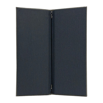 Interior of Wood Look Elastic Menu Cover 4.25x11 with eyelets and elastic barb.