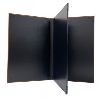 Interior of Prima Four View Menu Cover 8.5x14 with Delano Black.