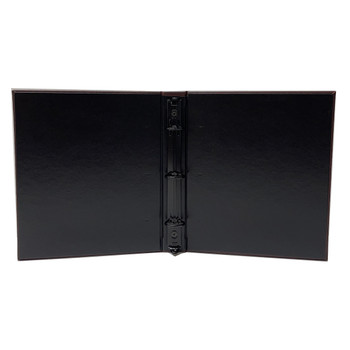 Interior of Laredo Three Ring Binder with delano black and 3/4" black ring mechanism.