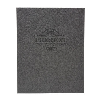Preston One View Menu Board 8.5x11 in Steel with burnished artwork.