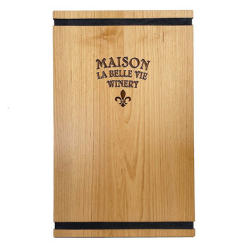 Solid Alder Wood Menu Board with Bands 8.5x14 and engraved logo.