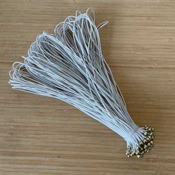 100 pack of Elastic Menu Cord White with Gold Ball 10.5 inch