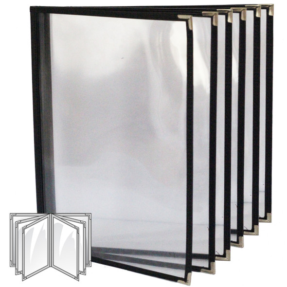 Sewn Menu Cover Five Panel Booklet Ten View Leatherette 8.5