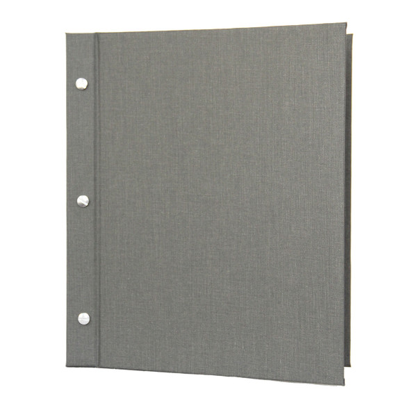 Linen Chicago Menu Board shown in pewter with aluminum screws and posts