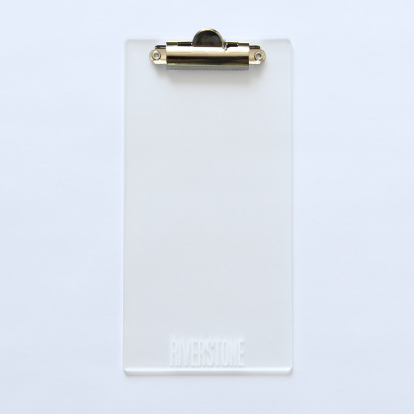 Acrylic check presenter with clip.