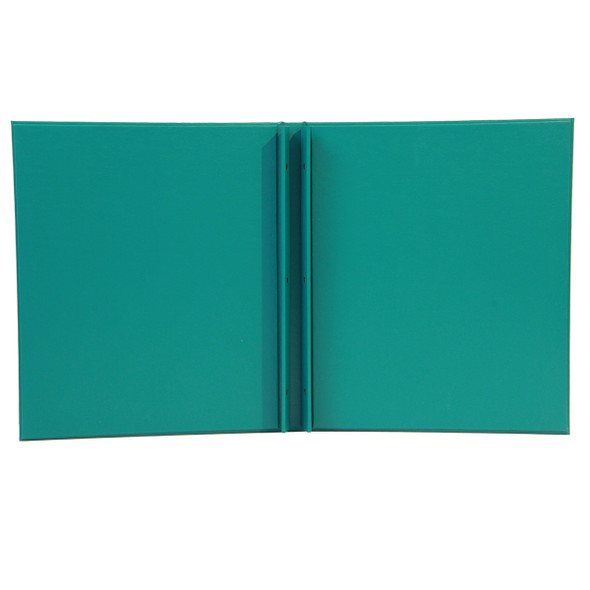 Interior of Summit Linen Screw Post Menu Cover in teal.