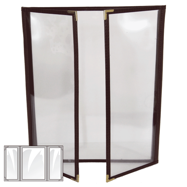 Sewn Menu Cover Three Panel Gatefold Six View Leatherette