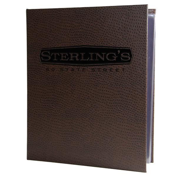 Ostrich Spiral Menu Cover in Dark Brown