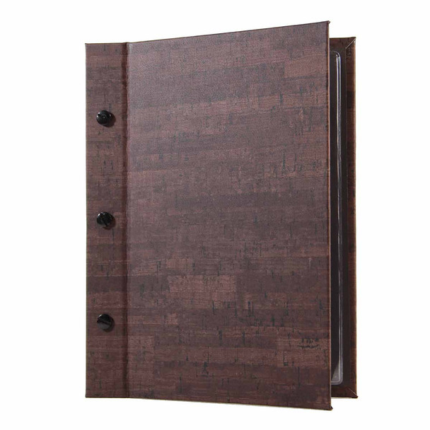 Cork Look Chicago Menu Board 5.5 x 8.5 with black screws and posts.