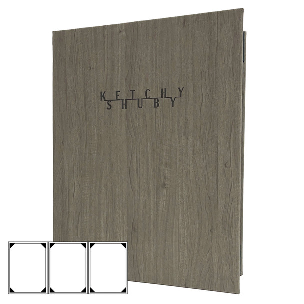 Wood Look Three View Menu Cover 8.5x11