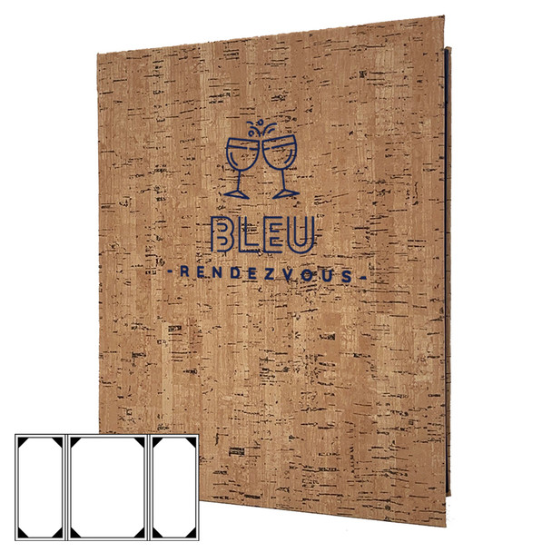 Cork Look Three View Gatefold Menu Cover