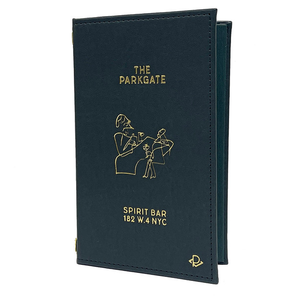 Tavern Elastic Menu Cover 5.5 x 8.5 in hunter green with optional stitching.