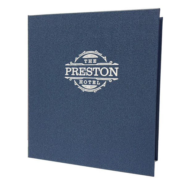 Preston Three Ring Binder in Ocean with a Gloss White foil stamp.