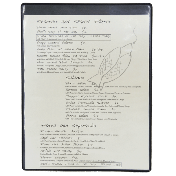Black Heat Sealed Menu Board
